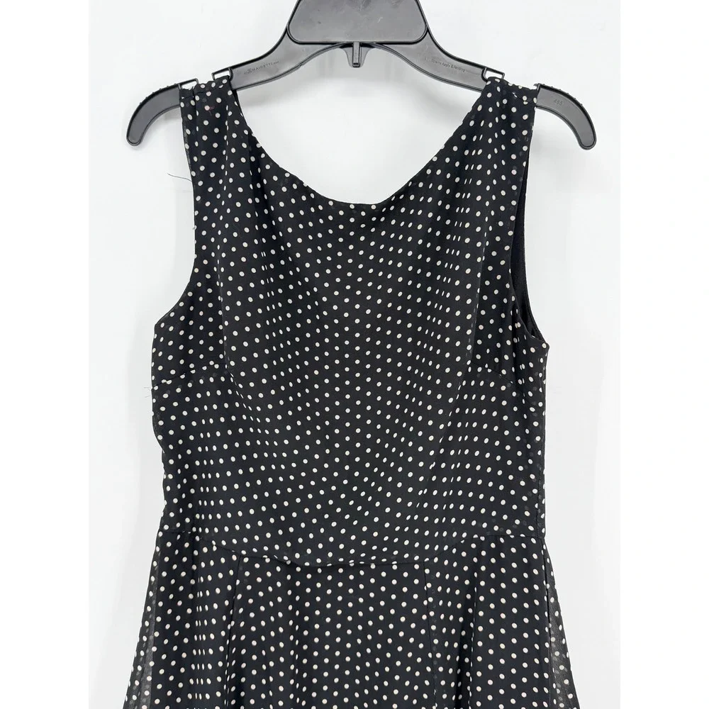 Betsey Johnson Fit and Flare Dress 2 Black EUC Polka Dot Retro Rockabilly Pinup